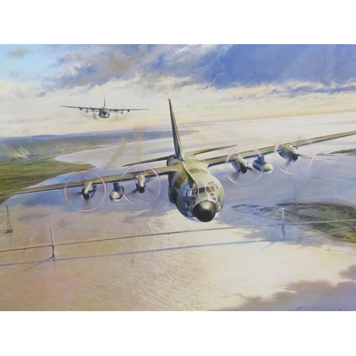 1101 - TWO COLOURED PRINTS BY ROBERT TAYLOR - MISSION COMPLETED & SEVERN TRAIL, WITH PILOTS SIGNATURES, EAC... 