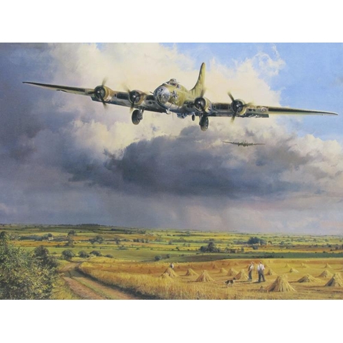 1101 - TWO COLOURED PRINTS BY ROBERT TAYLOR - MISSION COMPLETED & SEVERN TRAIL, WITH PILOTS SIGNATURES, EAC... 