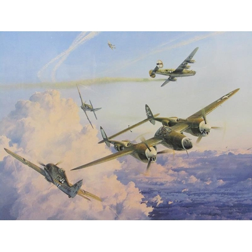 1108 - ROBERT TAYLOR - HOSTILE SKY & TARGET PEENEMUNDE, TWO F/G COLOURED PRINTS WITH PILOTS SIGNATURES, 51C... 