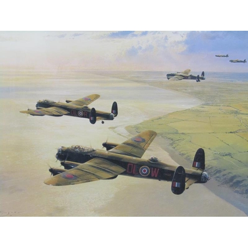 1108 - ROBERT TAYLOR - HOSTILE SKY & TARGET PEENEMUNDE, TWO F/G COLOURED PRINTS WITH PILOTS SIGNATURES, 51C... 