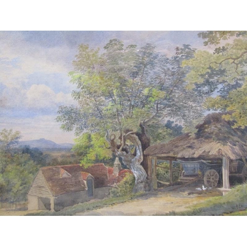 1109 - UNSIGNED 19C - THE FARM WAGON, WATERCOLOUR, F/G, 30CM X 47CM