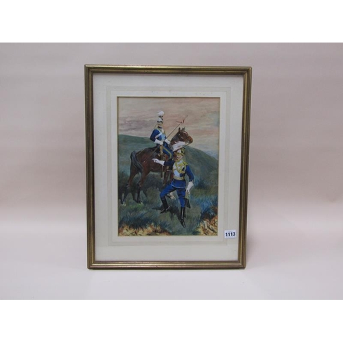 1113 - HILLIER 1900 - the two Hussars SIGNED WATERCOLOUR, F/G, 37CM X 26CM