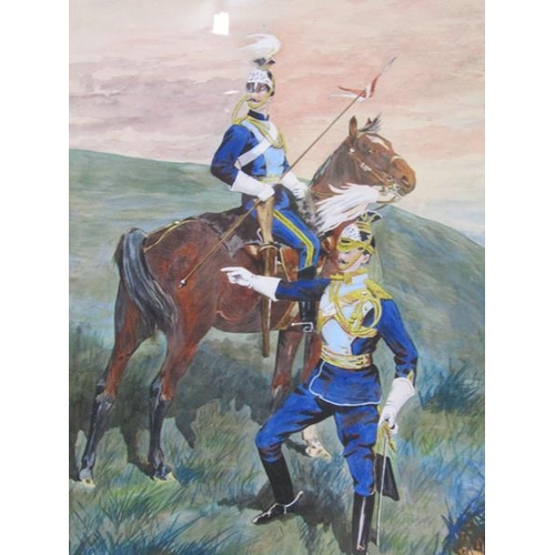 1113 - HILLIER 1900 - the two Hussars SIGNED WATERCOLOUR, F/G, 37CM X 26CM