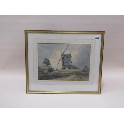 1114 - HENRY HOPLEY WHITE 1862 - CORAS MILL, GRAVELEY, HERTS, SIGNED WATERCOLOUR, F/G, 27CM X 38CM