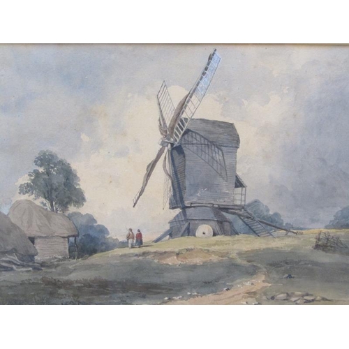 1114 - HENRY HOPLEY WHITE 1862 - CORAS MILL, GRAVELEY, HERTS, SIGNED WATERCOLOUR, F/G, 27CM X 38CM