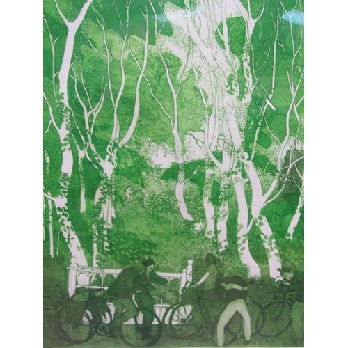 1116 - ALLAN LUMSDEN - CYCLISTS, COLOURED LIMITED EDITION PRINT, 78/600, F/G, 54CM X 41CM