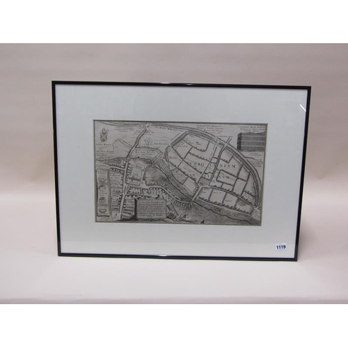 1119 - W STEWKLEY - VEROLANIUM ANTIQWM, ENGRAVED PLAN 1721, F/G, 30CM X 48CM