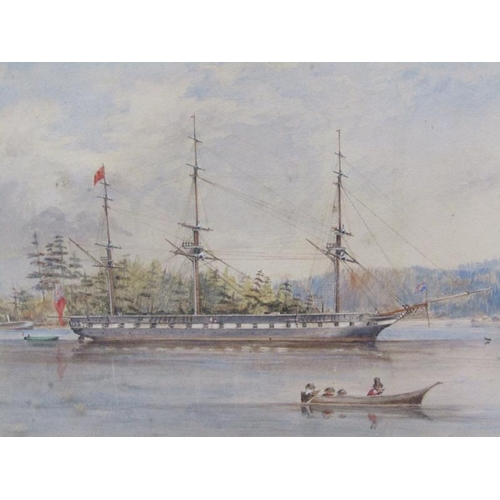 1121 - GEORGE KEATING - HMS SUTTY, WATERCOLOUR, F/G, 25CM X 33CM