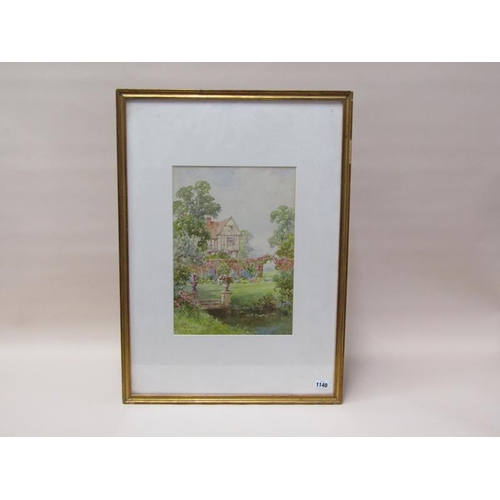 1140 - P MCKINLEY - THE TUDOR COTTAGE GARDEN, SIGNED, F/G, WATERCOLOUR, 39CM X 27CM