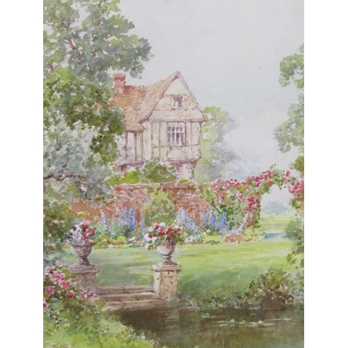 1140 - P MCKINLEY - THE TUDOR COTTAGE GARDEN, SIGNED, F/G, WATERCOLOUR, 39CM X 27CM