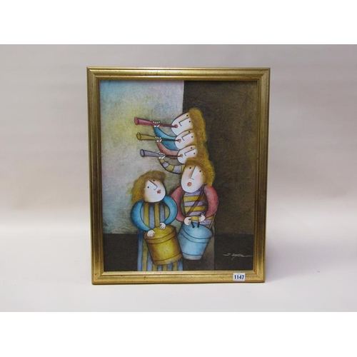 1147 - JOYCE ROYBAL, THE ORCHESTRA SIGNED OIL ON CANVAS.  FRAMED 50 x 40 cms