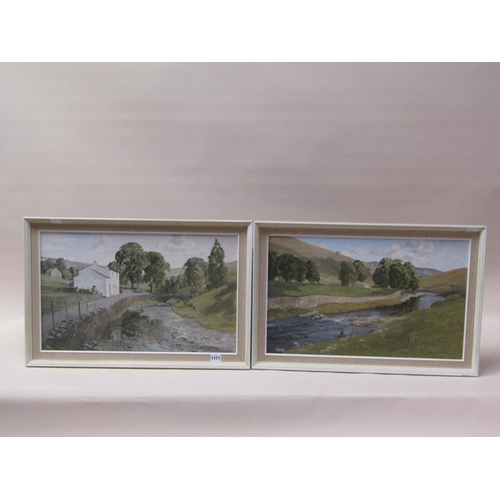 1171 - PAIR, CLAUDE HORSFALL - DENTDALE & LANGSTROTHDALE, SIGNED OIL ON BOARD, FRAMED, 36CM X 59CM