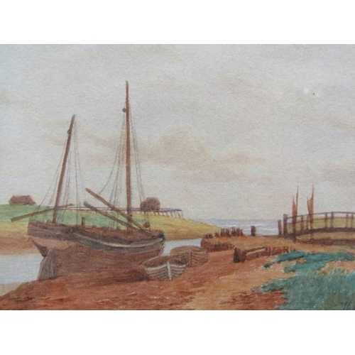 1178 - THREE F/G WATERCOLOURS - CHENIES; WATERCOLOUR OF A MOORED SAILING VESSEL