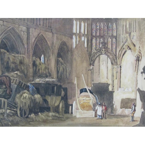 1179 - IN THE MANNER OF J S COTMAN - L'EGLISE DE ST LAURENT 1821, UNSIGNED WATERCOLOUR, F/G, 18CM X 24CM