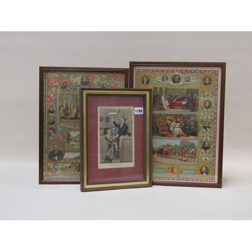 1185 - TWO LATE VICTORIAN CELEBRATION PRINTS TOGETHER WITH A PRINT - YOUNG SQUIRE GETS A BEATING 20 x 12 cm... 