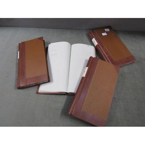 1244 - FOUR LEATHER BOUND LEDGER BOOKS