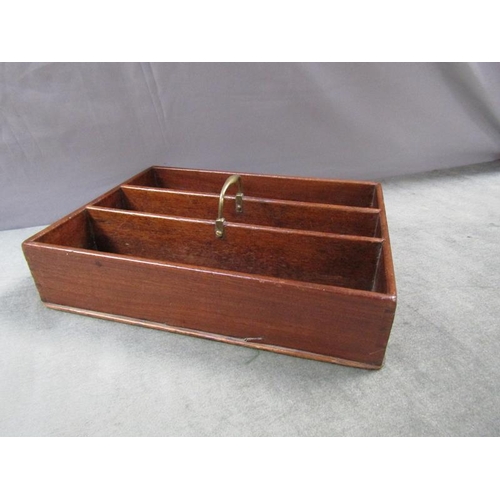 1248 - ANTIQUE OAK CUTLERY TRAY, 39CM W