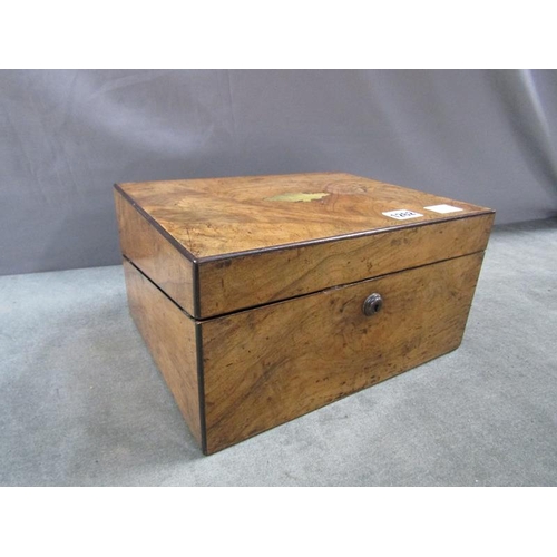 1262 - 19C WALNUT WRITING BOX, 30CM W