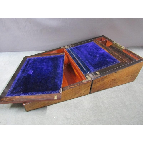 1262 - 19C WALNUT WRITING BOX, 30CM W