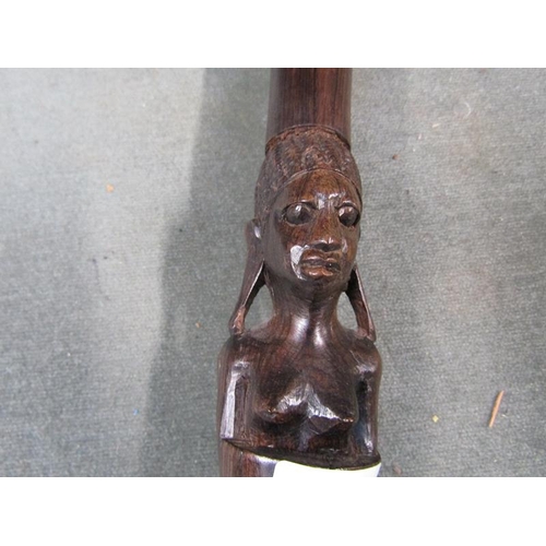 1272 - CARVED AFRICAN WALKING CANE, 82CM L