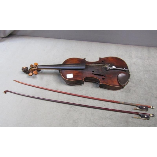 1295 - VIOLIN IN CASE, 58CM H; BOW