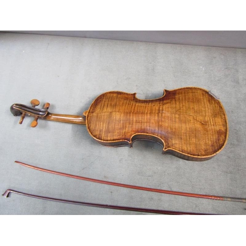 1295 - VIOLIN IN CASE, 58CM H; BOW