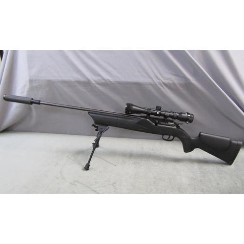 1302 - UMAIEX GAS POWERED 850 AIR MAGNUM AIR RIFLE WITH SCOPE AND BAG AND ACCESSORIES, 120CM L