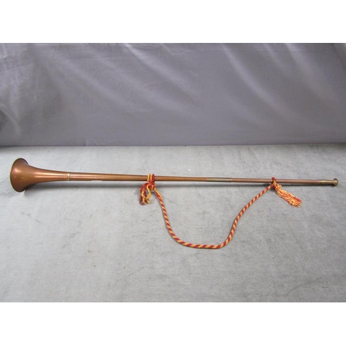 1317 - COPPER COACHING HORN, 100CM L