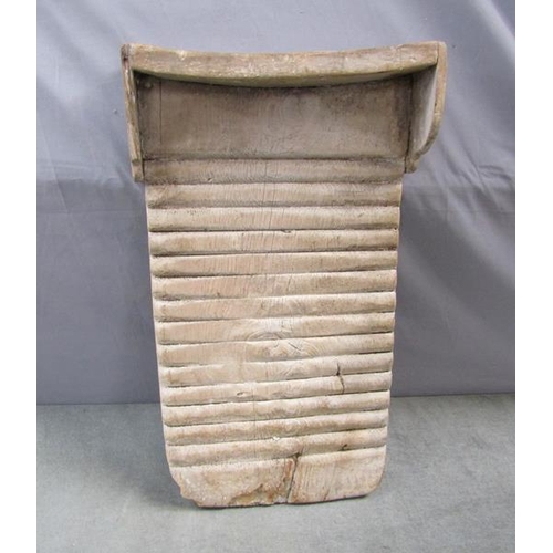 1323 - WOODEN BUCKET; WASH BOARD, 53CM L