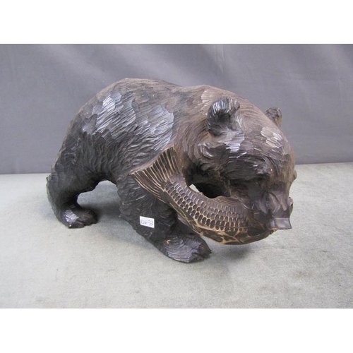 1329 - WOODEN BLACK FOREST TYPE BEAR, 34CM L