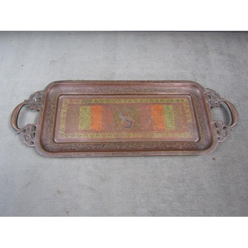 1337 - PERSIAN TWO HANDLED TRAY, 52CM W