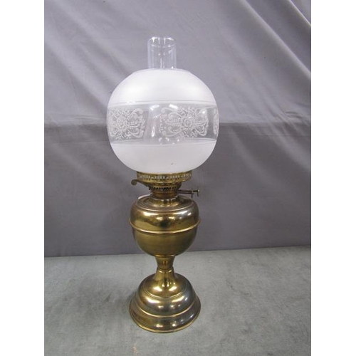 1343 - OIL LAMP, SHADE AND FUNNEL, 55CM H