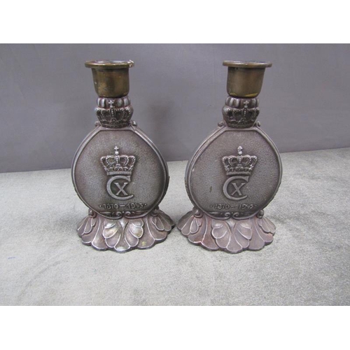 1344 - PAIR OF DANISH COMMEMORATIVE CANDLESTICKS, 15CM H