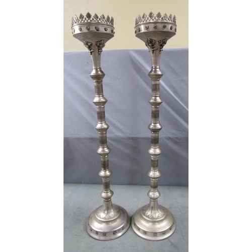 1364 - PAIR OF LARGE ECCLESIASTICAL PRICKET CANDLESTICKS, 100CM H