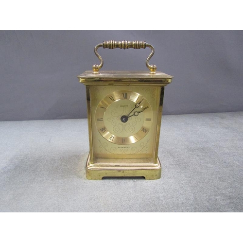 1374 - H SAMUEL BRASS CARRIAGE CLOCK, 12CM H