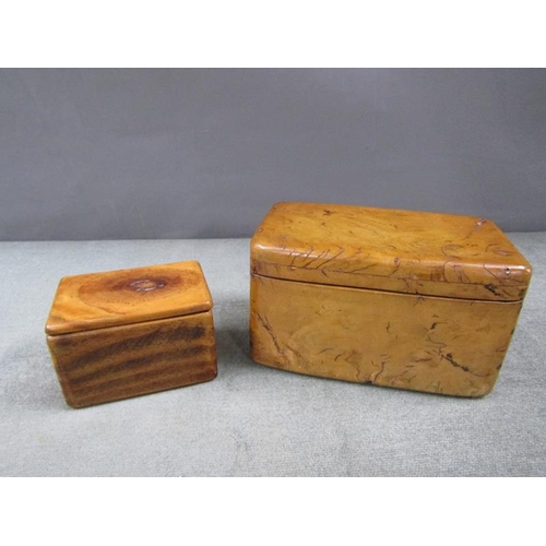 1376 - TWO SMALL TREEN BOXES - LARGEST 13CM W