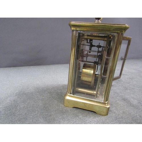 1383 - BRASS CASED CARRIAGE CLOCK, 11CM H