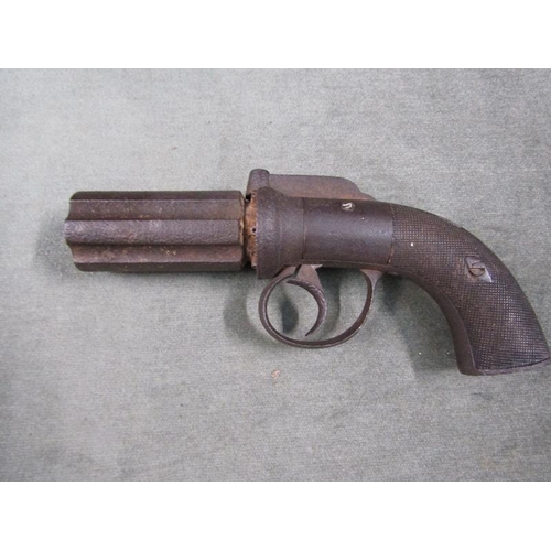 1391 - ANTIQUE PEPPER POT HAND GUN, 20CM L