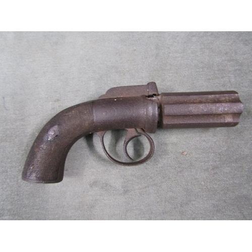 1391 - ANTIQUE PEPPER POT HAND GUN, 20CM L