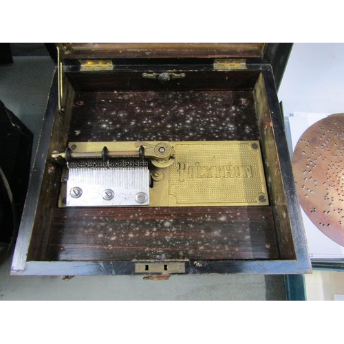 1395 - EARLY 20C CASED POLYPHONE, CASE 31CM AND DISCS