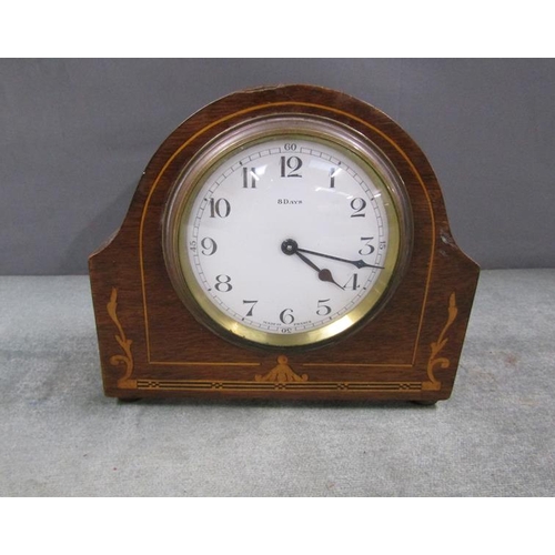 1397 - EDWARDIAN INLAID MANTEL CLOCK, 16CM W