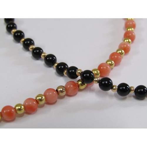 1408 - TWO 9ct GOLD STRUNG CORAL NECKLACES