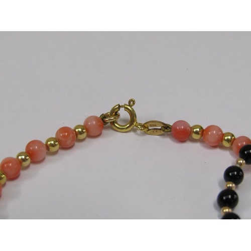 1408 - TWO 9ct GOLD STRUNG CORAL NECKLACES