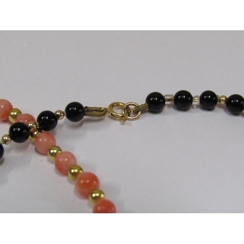 1408 - TWO 9ct GOLD STRUNG CORAL NECKLACES