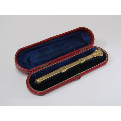 1410 - LEATHER CASED YELLOW METAL PROPELLING PENCIL