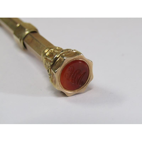 1410 - LEATHER CASED YELLOW METAL PROPELLING PENCIL