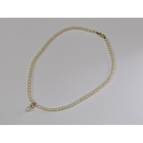 1426 - CULTURED PEARL AND DIAMOND NECKLACE WITH 18ct GOLD CLASP