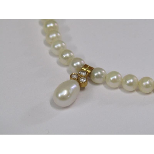 1426 - CULTURED PEARL AND DIAMOND NECKLACE WITH 18ct GOLD CLASP