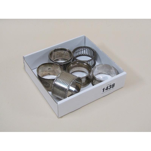 1438 - BOX OF SIX MIXED SILVER NAPKIN RINGS