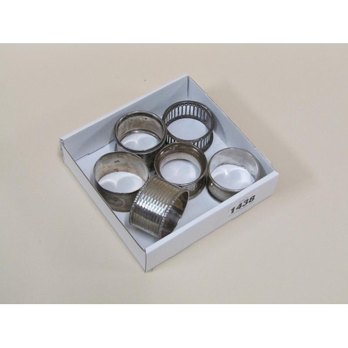 1438 - BOX OF SIX MIXED SILVER NAPKIN RINGS